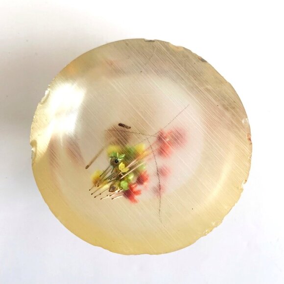 Vintage Lucite Paperweight Butterfly and Real Flowers Mid Century - Picture 2 of 9